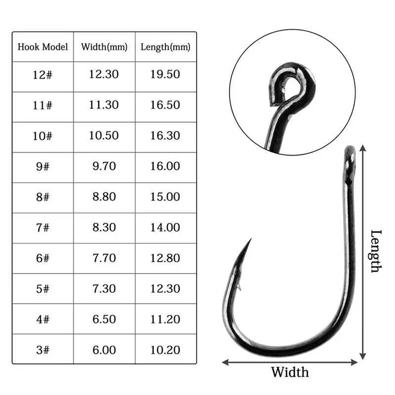 AquaForge Fishing Hooks Size 3 To 12 100 Pack - Ultra Sharp