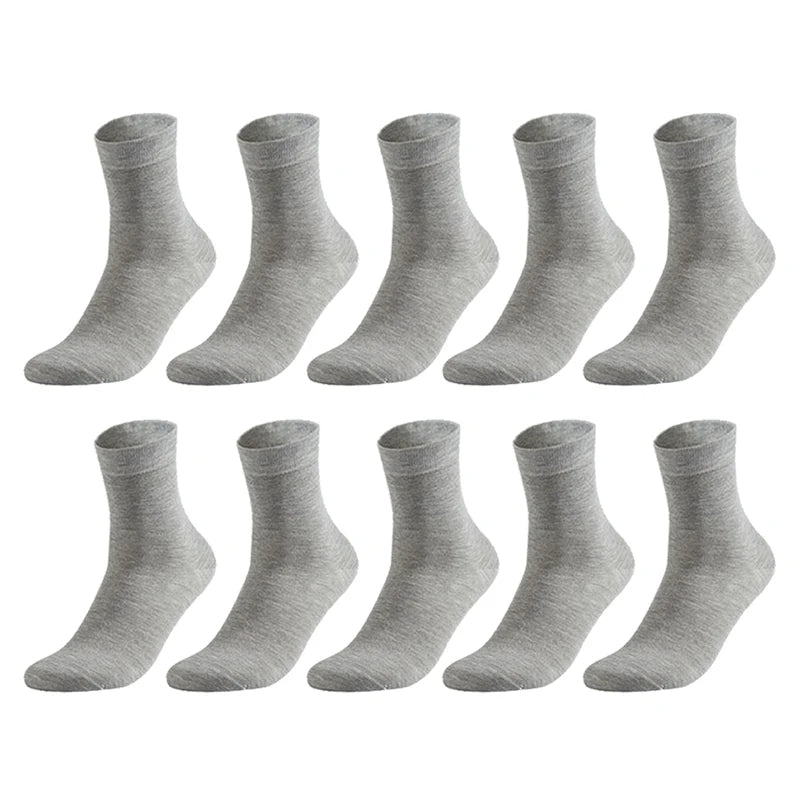 10 Pairs Men's Cotton Socks Black Business Men Socks Soft Breathable Plus Size 38-47