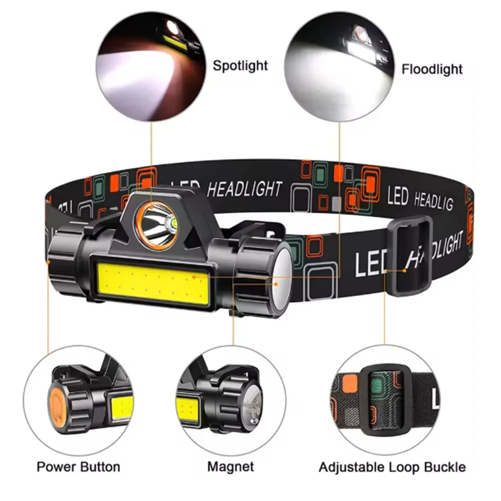 Other Choice Headlamp COB LED - Magnetic USB Waterproof