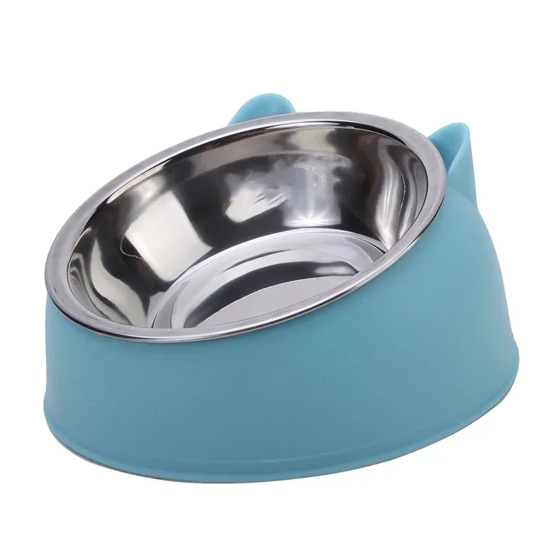 Dogs Cats Feeders Bowl Inclined Stainless Steel Drinking Feeder Pet 1pc