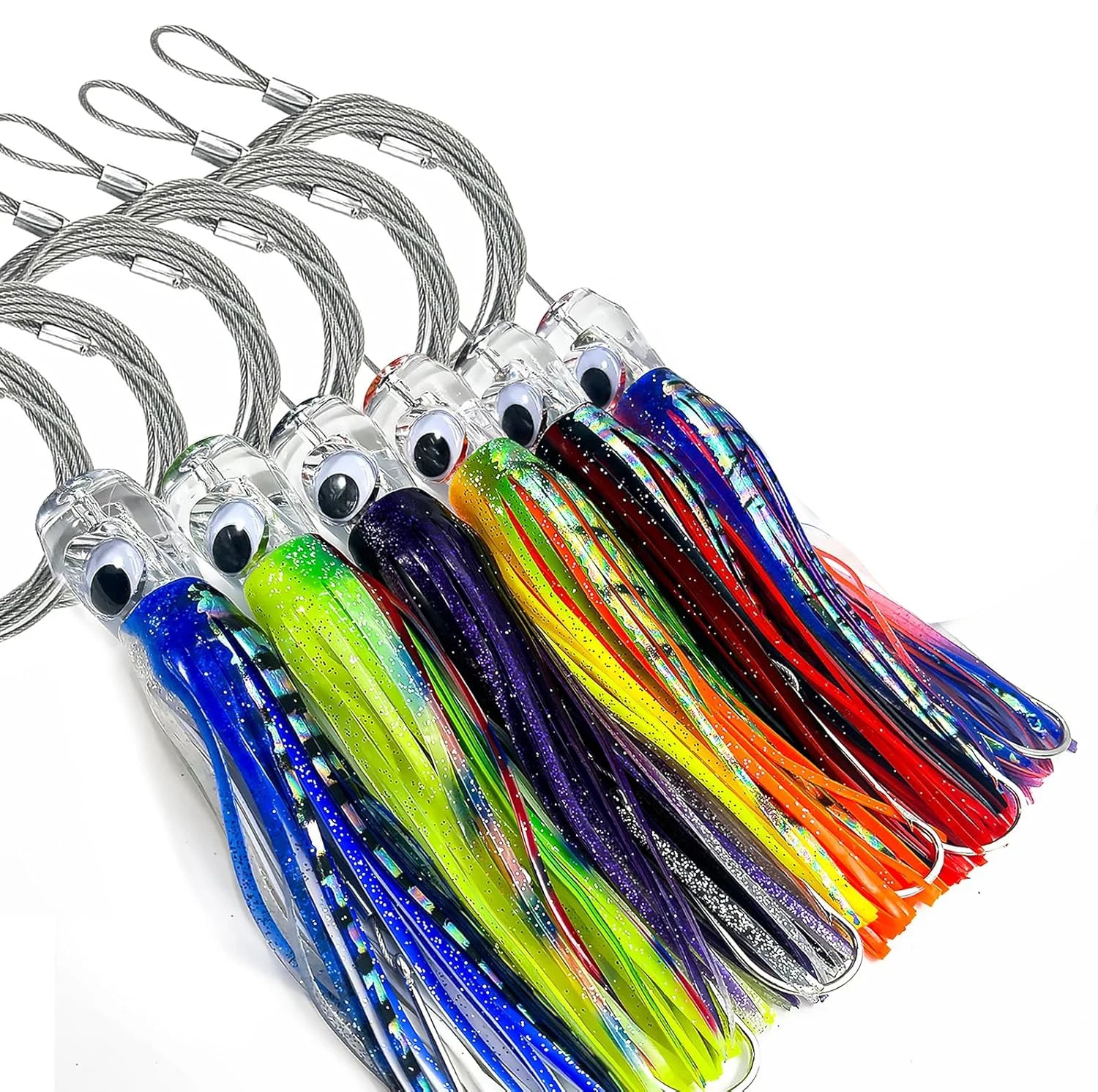 Trolling Fishing Lure Saltwater, Tuna, Marlin, Wahoo, Shark, Mahi 6.5 inch Squid Skirted
