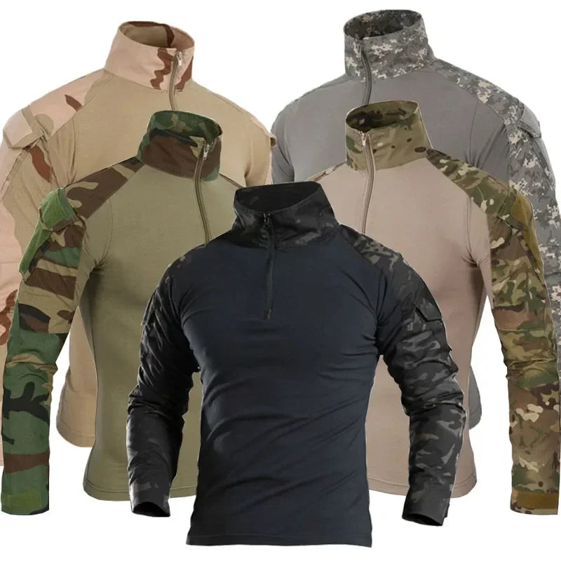Men Combat Cargo Tactical Camo Waterproof Shirts US Size S-4XL