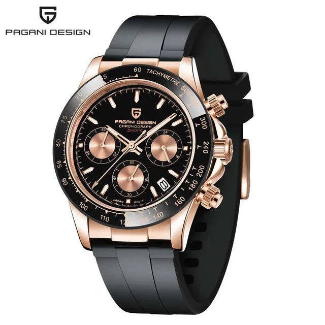 PAGANI DESIGN Men's Quartz Watches Sapphire Retro Chronograph Stainless Steel Waterproof Watch 40mm New V2