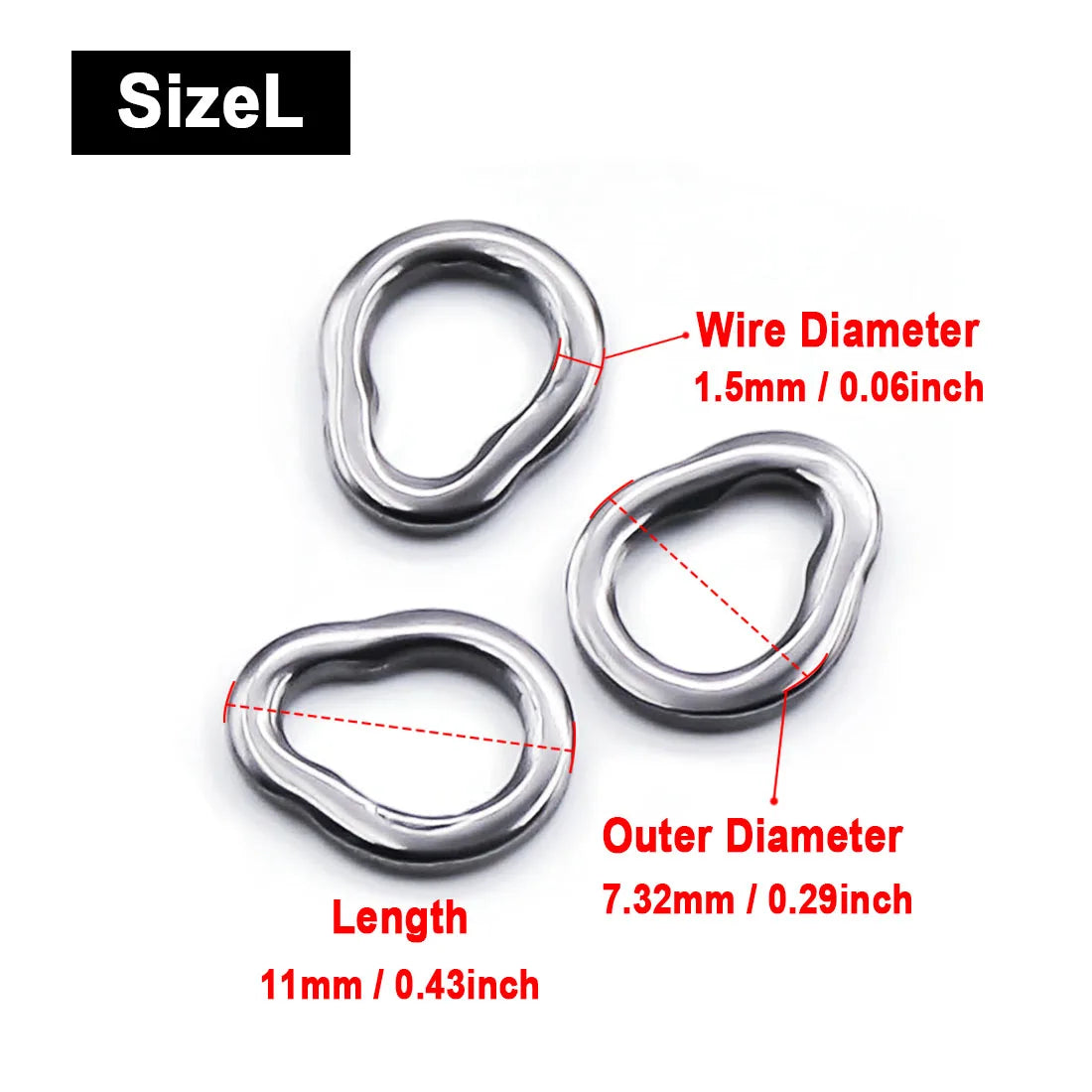 FishTrip Solid Ring Pear Shape Stainless Steel Saltwater Fishing Accessories 200-350lb.