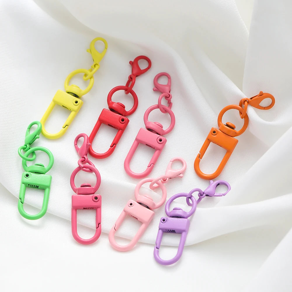 10pcs/lot Colorful Lobster Clasp Hooks Keychain With Lobster Matel Clasps For DIY Jewelry Making Dog Buckle Neckalce Accessories