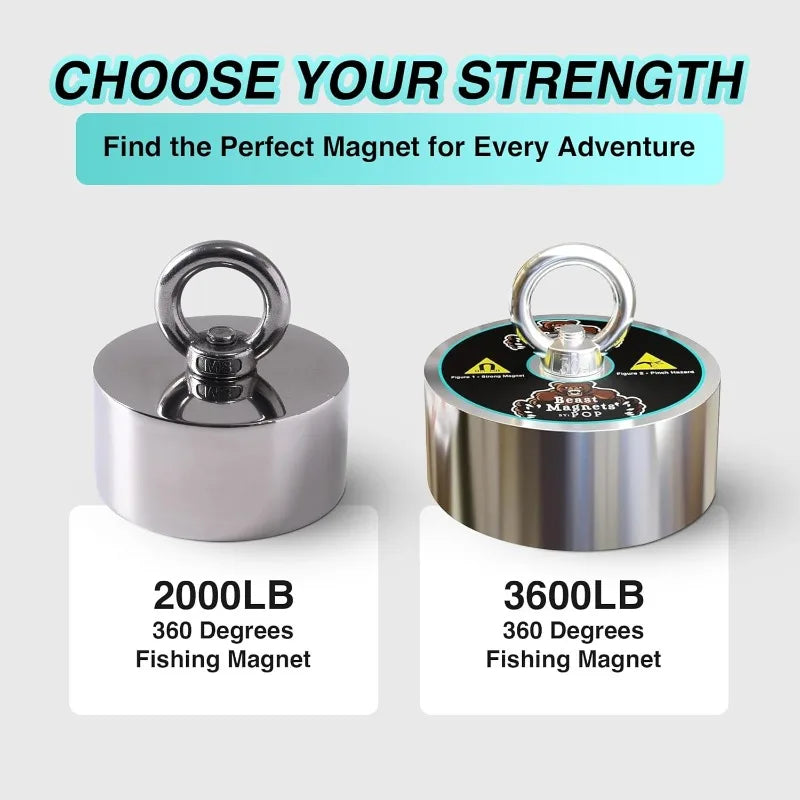 IronMax 2000lb Fishing Magnet 360 - 360 Degree Pull Power