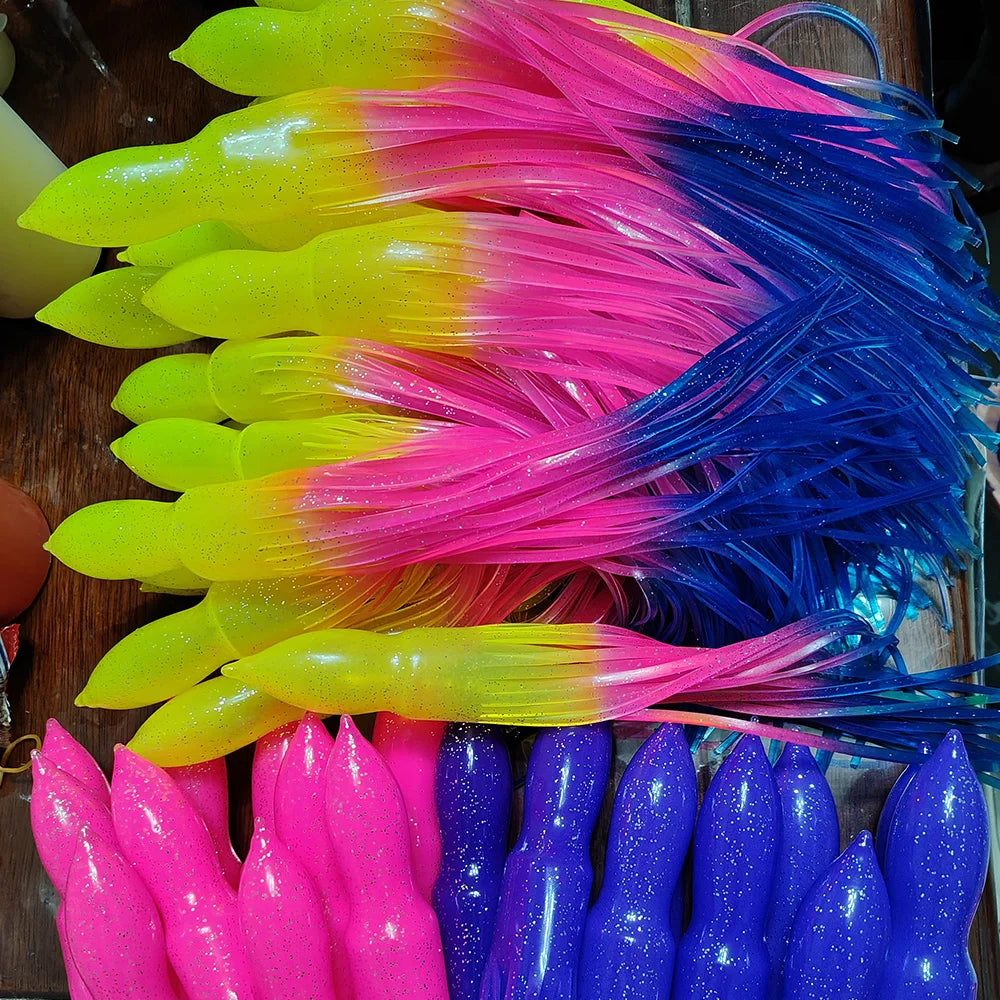 12” Tuna Big Game Marlin Skirts Tuna Trolling Squid Lures Rubber PVC Fishing Trolling Lure Replacement Octopus Skirts