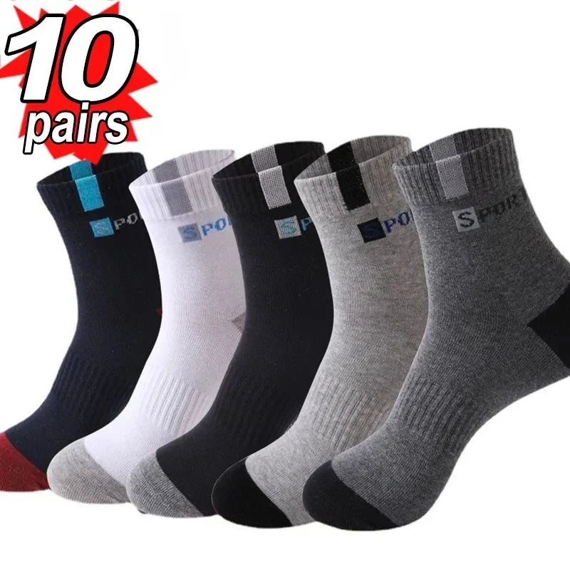 Breathable Sports Bamboo Fiber Men’s Socks Sweat Absorption 10/5/3pairs