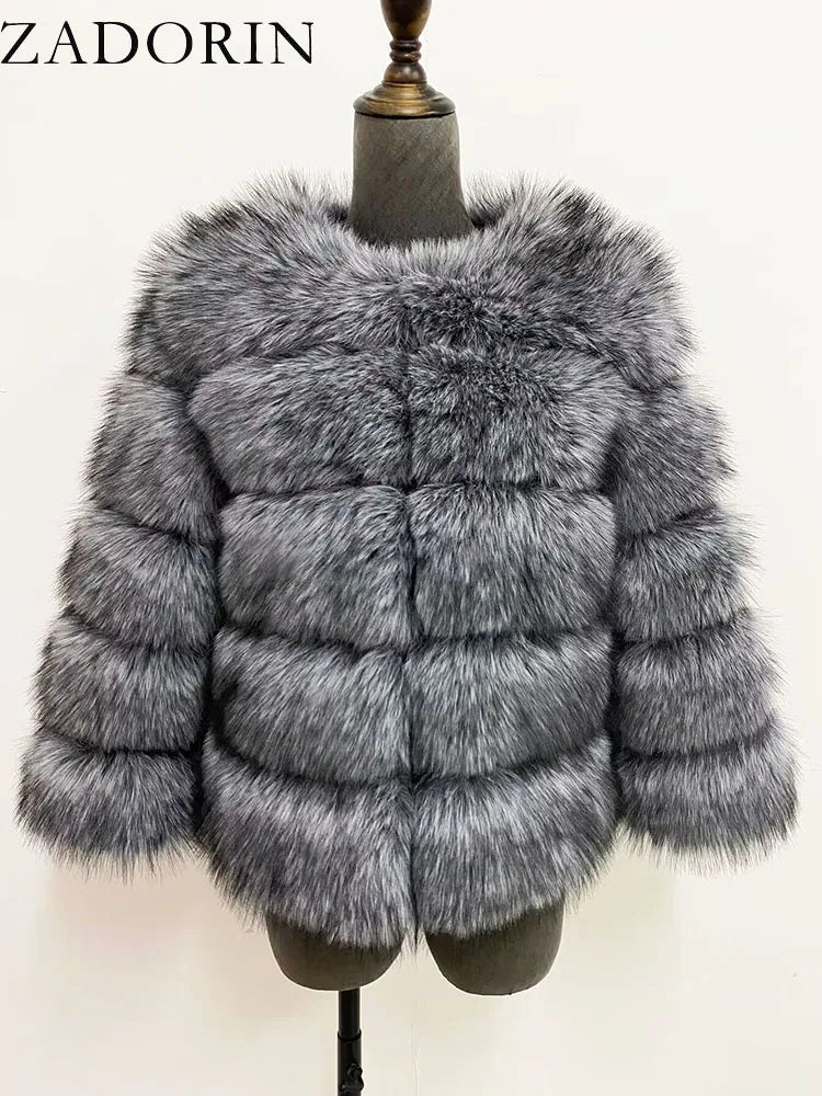 ZADORIN Woman’s Fluffy Winter Mink Coat Faux Fur S-6XL