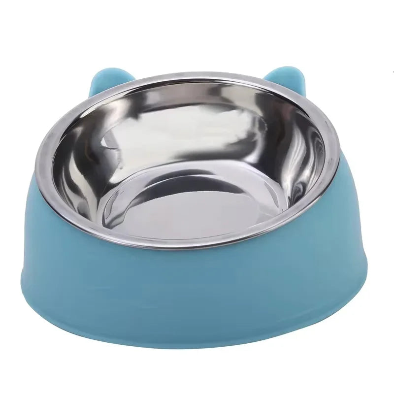Dogs Cats Feeders Bowl Inclined Stainless Steel Drinking Feeder Pet 1pc