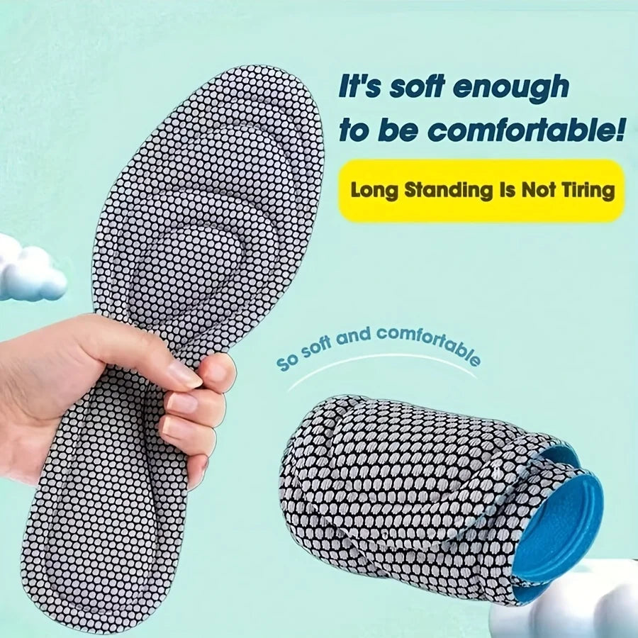 Memory Foam Insoles Sweat Absorption Ortho Antibacterial Shoe Insert Pads 2 Pairs