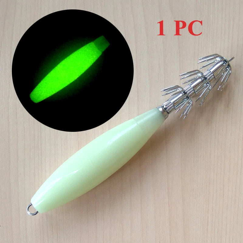 LumaLure Glow Squid Jigs - Luminous Lure With Sharp Hook
