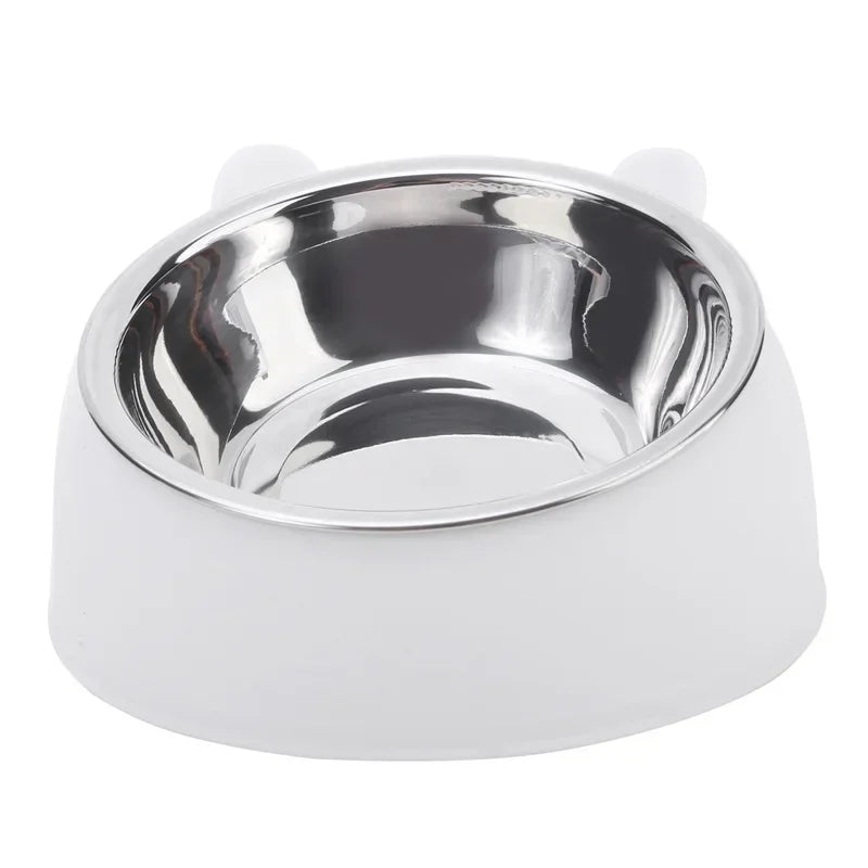 Dogs Cats Feeders Bowl Inclined Stainless Steel Drinking Feeder Pet 1pc