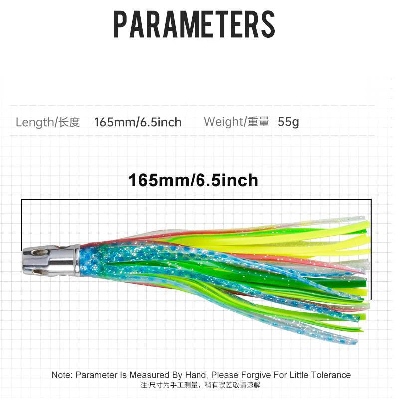 1PC Copper Head Octopus 55g/6.5inch Squid Skirt Bait Big Game Drag Fishing Marlin Tuna Trolling Lure Seawater Fishing Lure