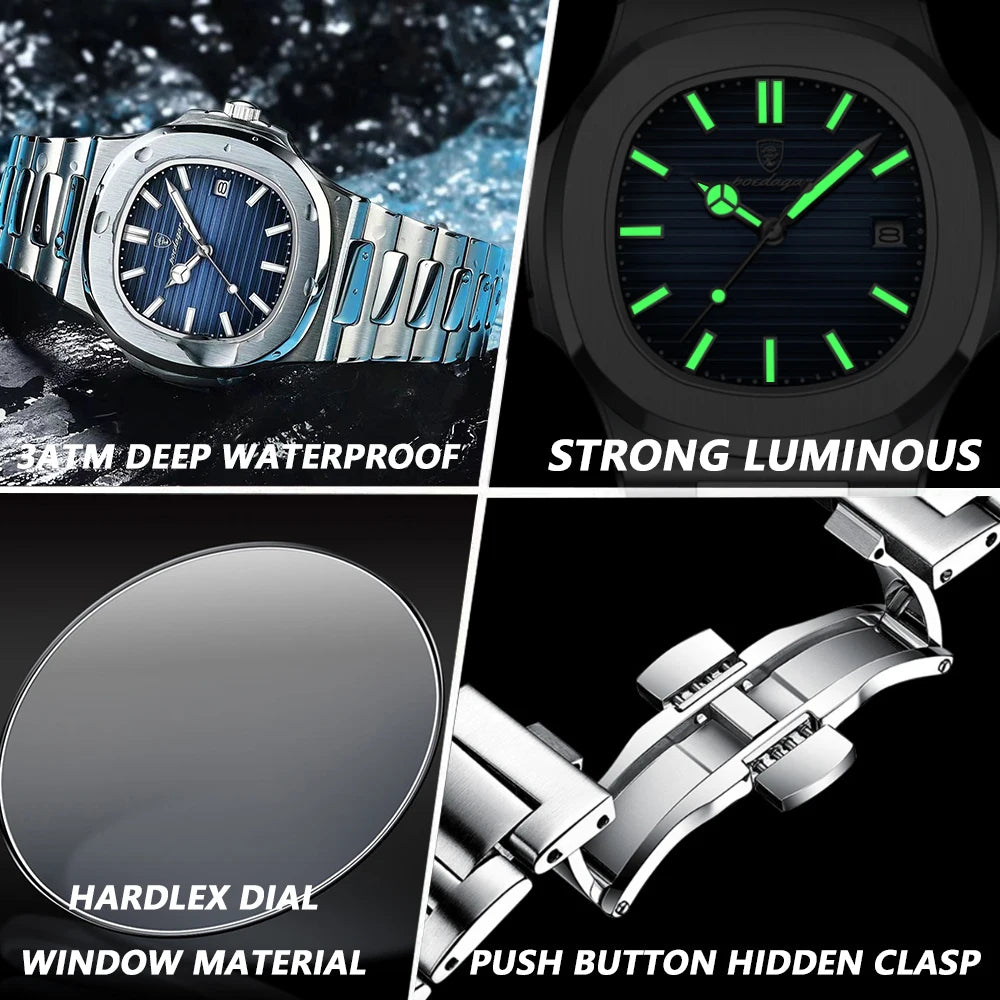POEDAGAR Men’s Waterproof Luminous Wristwatch Quartz Watches For Men