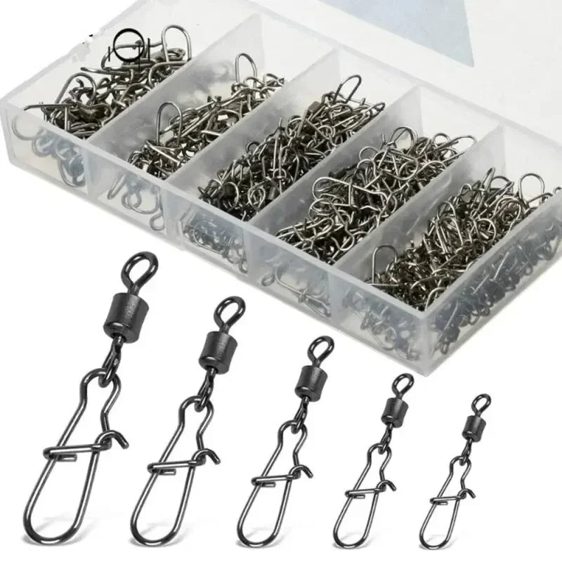 AquaPro Stainless Fishing Swivel Kit 50pc - Sturdy Bearings