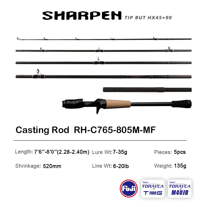 Spinning/Conventional Travel Rods, Long XF/MF Action Rods FUJI Components Fishing Poles for any destination.