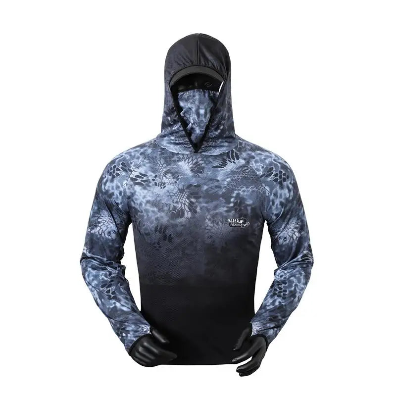 MarinPro Fishing Long Sleeve Hooded UV Shirt - Zip Mask