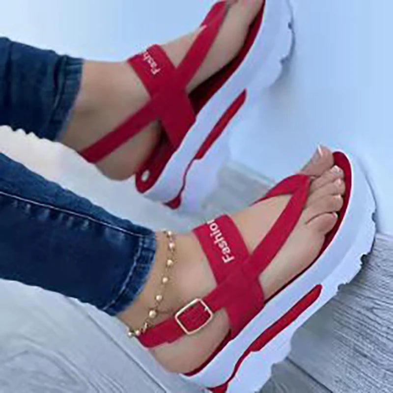 Women Summer Wedge Heel Thong Strap Sandals New 2025 Outerwear