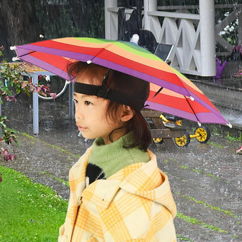 Children Rain Umbrella Portable Foldable Outdoor Headwear Shade for Kids