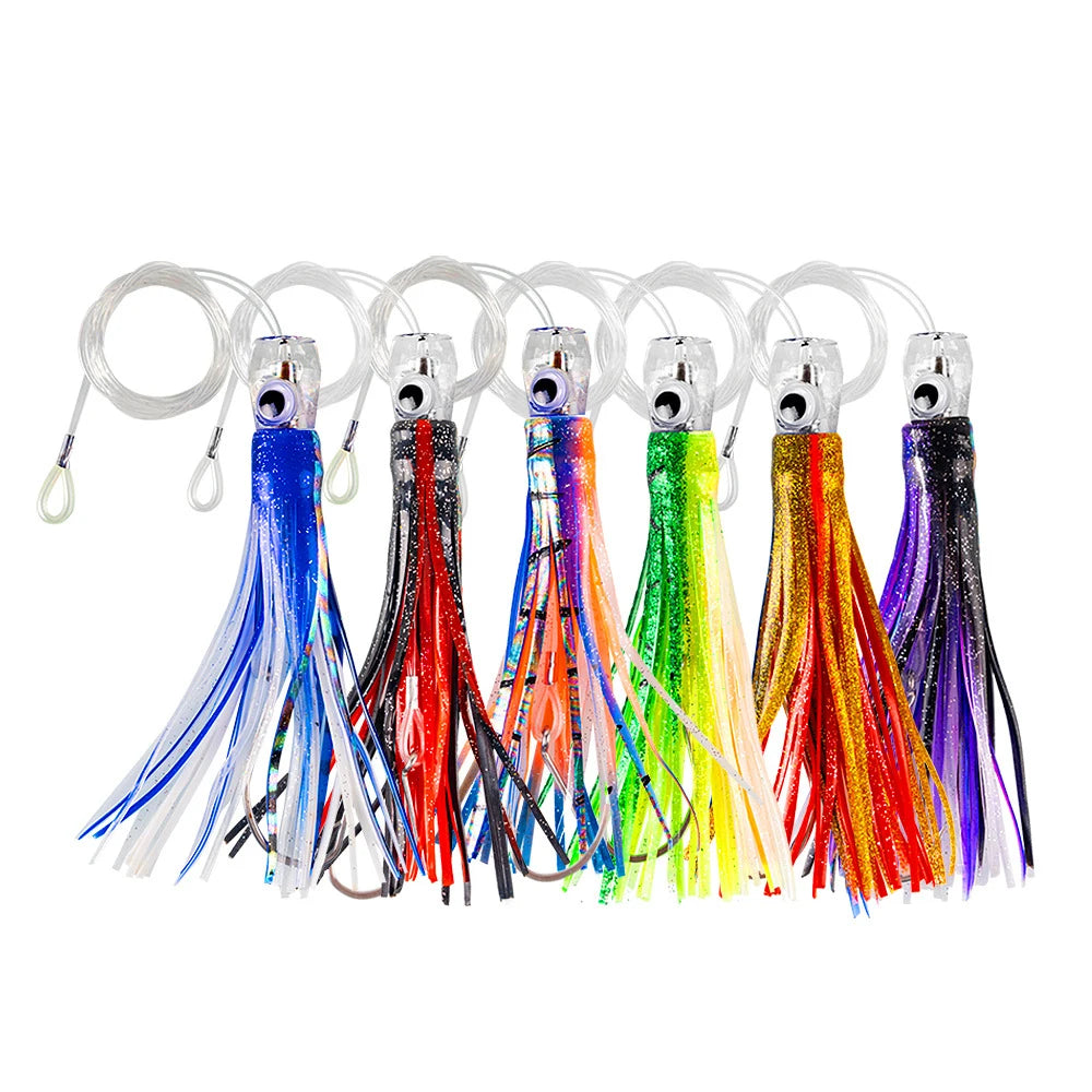 Resin Head Octopus Soft Skirt Trolling Lure Big Game Deep Sea Fishing for Marlin Tuna 1PC 17cm/25cm