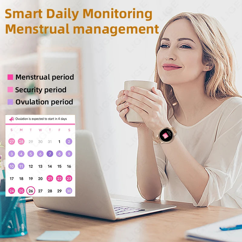LIGE Women’s Health Monitor, Waterproof Sports Bluetooth Call Smartwatch