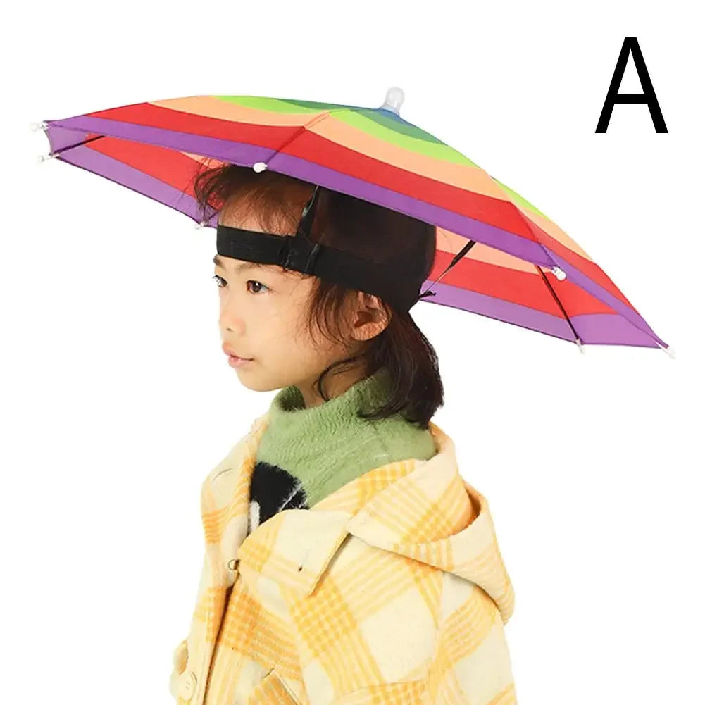 Children Rain Umbrella Portable Foldable Outdoor Headwear Shade for Kids