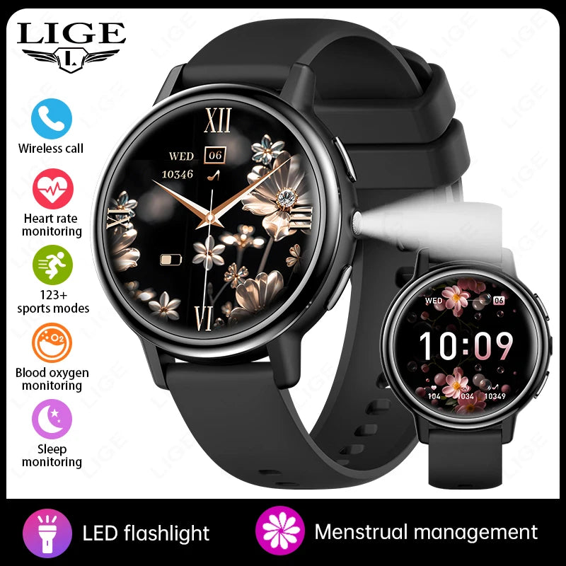 LIGE Women’s Health Monitor, Waterproof Sports Bluetooth Call Smartwatch
