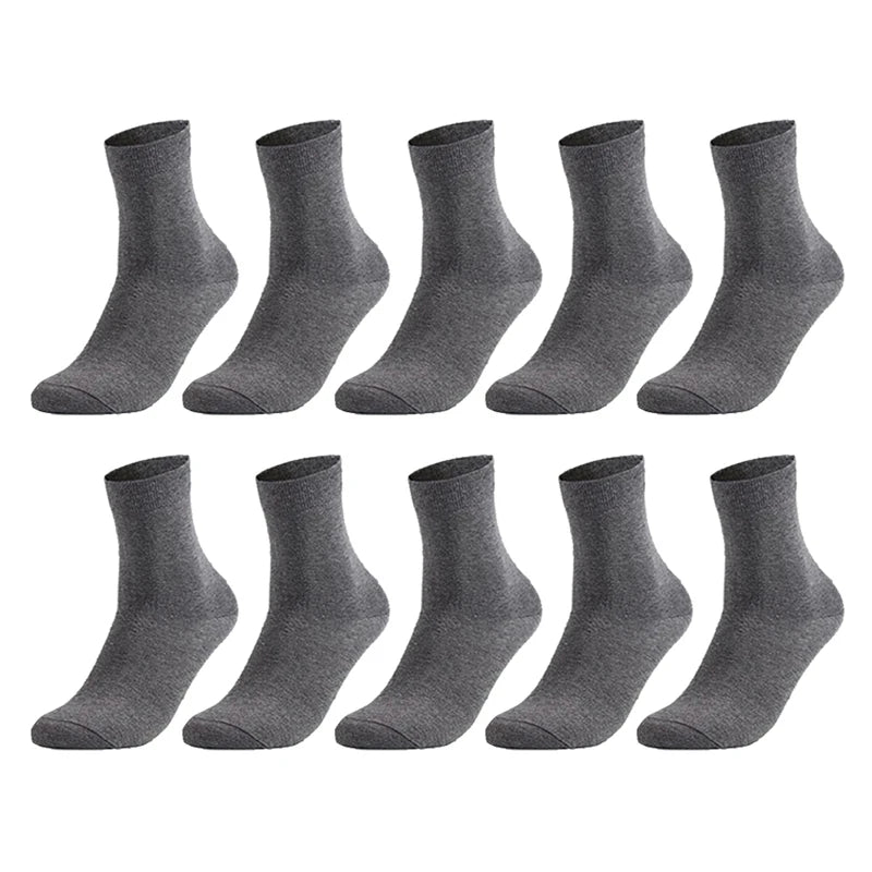 10 Pairs Men's Cotton Socks Black Business Men Socks Soft Breathable Plus Size 38-47
