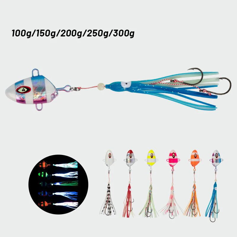Kabura Bullet Metal Jig Heads Sinking Squid Skirt Lures Assist Hooks 100g - 300g