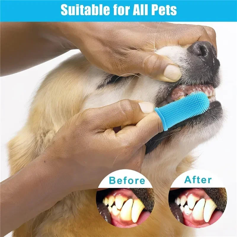 Dog Super Soft Pet Finger Toothbrush Teeth Cleaning Bad Breath Care Nontoxic Silicone Tooth Brush Tool Dog Cat Cleaning Supplies