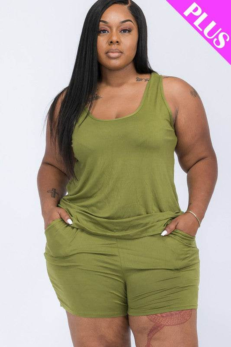 CurvyCo Plus Tank Top And Shorts Set - Soft Stretch Comfort