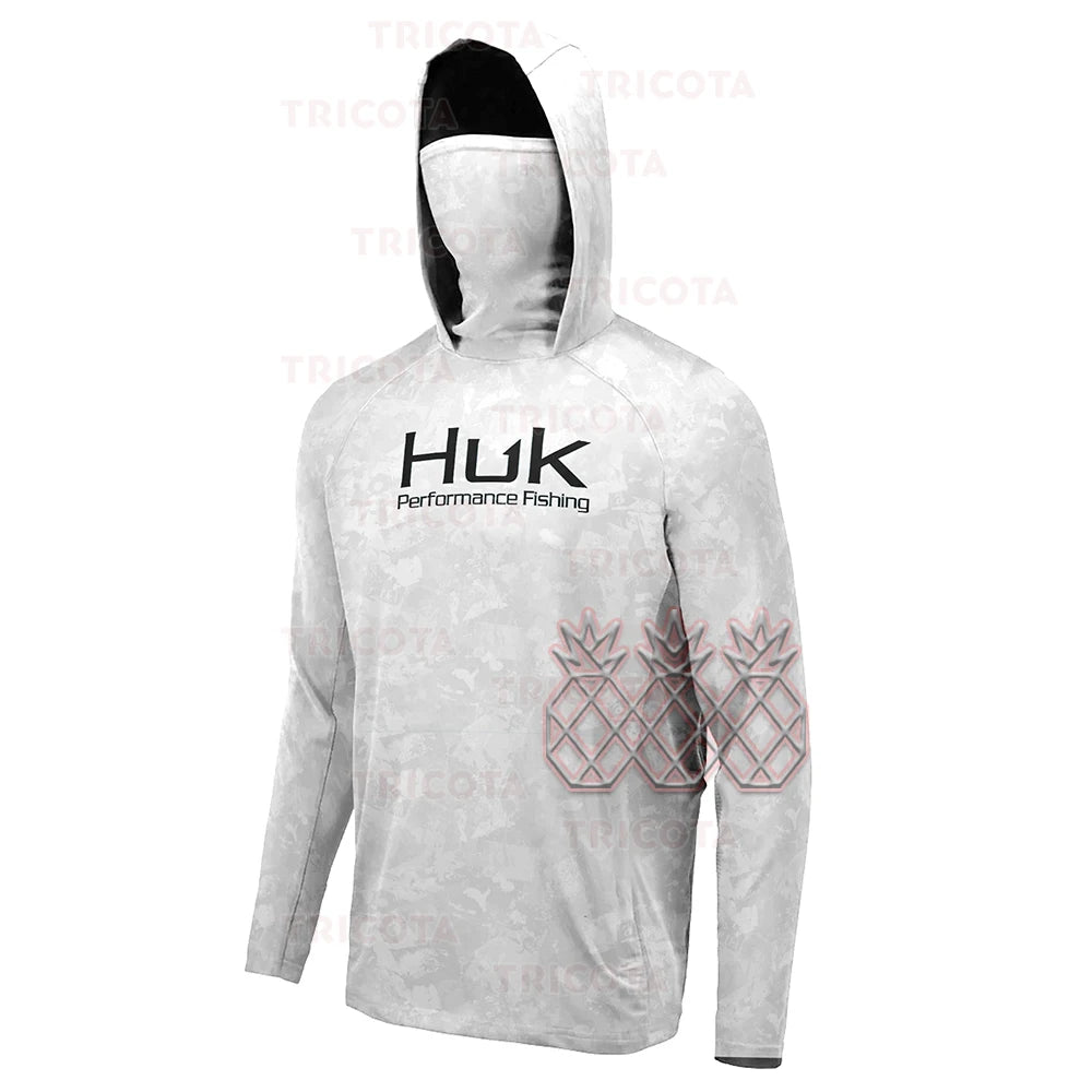 Huk Fishing Shirts Men Long Sleeve Hooded UPF - Breathable