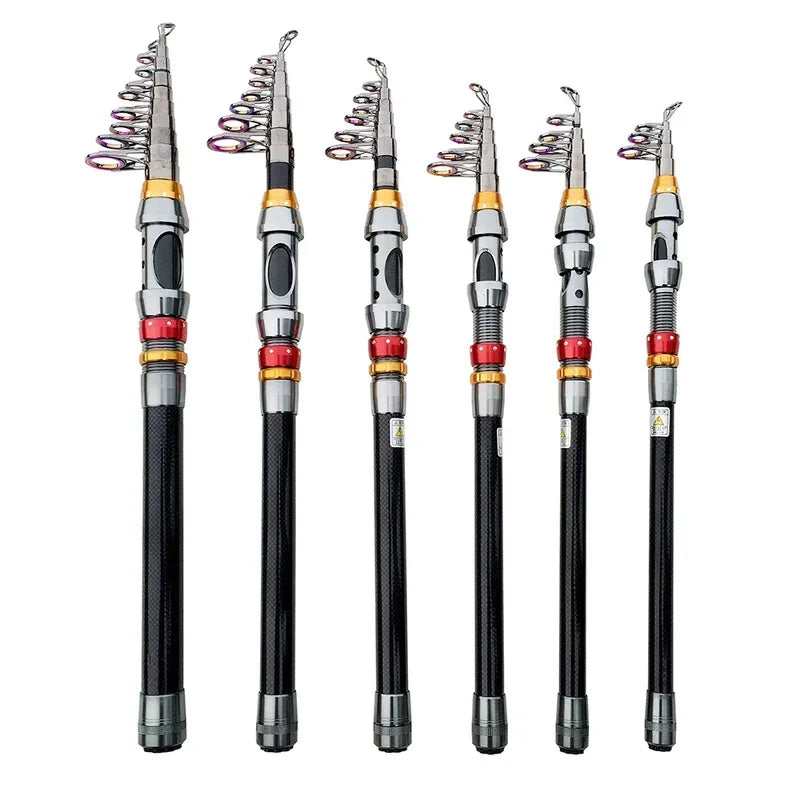 Telescopic Carbon Fiber Spinning Fishing Rod & Reel Combo Kit 1.8-3.6m