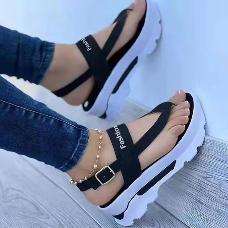 Women Summer Wedge Heel Thong Strap Sandals New 2025 Outerwear