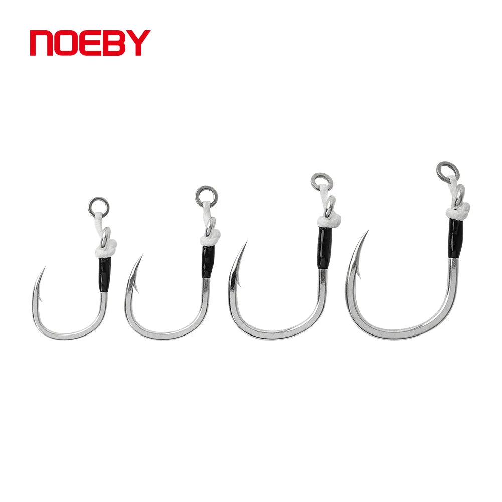 NOEBY Plugging Inline Single Assist Hook 5X Fishing Hooks 4/0 5/0 6/0 7/0 Lure Hooks Big Game Saltwater Tuna GT Fishing Tackle
