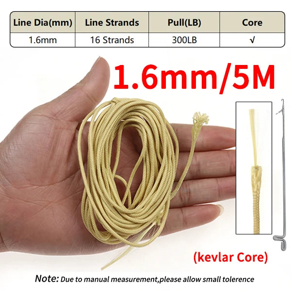 Ellllv 150LB -300LB Braided Kelvar Fishing Line High Strength Assist Cord Sea Fishing Heavy Duty Jigging Hook Tying String