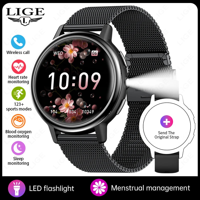 LIGE Women’s Health Monitor, Waterproof Sports Bluetooth Call Smartwatch
