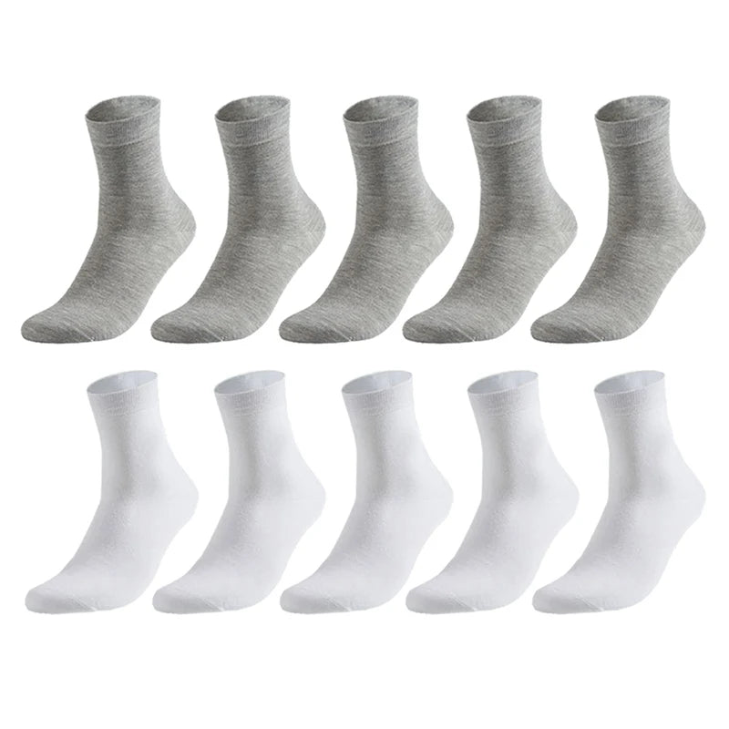 10 Pairs Men's Cotton Socks Black Business Men Socks Soft Breathable Plus Size 38-47
