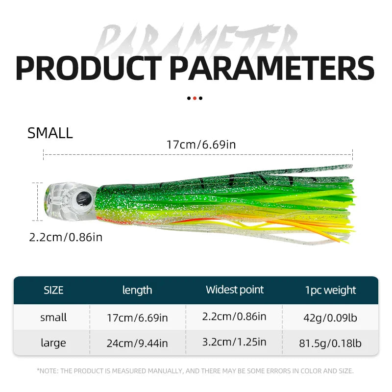 16cm/25cm Trolling Skirt Lures Marlin Tuna Dolphin Deep Sea Fishing Lure, Acrylic Octopus Soft , Resin Sea Fishing Lure