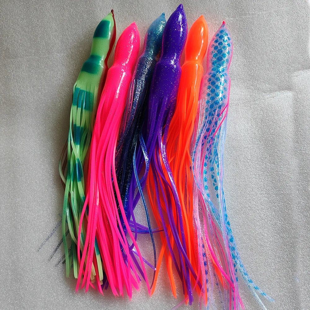 12” Tuna Big Game Marlin Skirts Tuna Trolling Squid Lures Rubber PVC Fishing Trolling Lure Replacement Octopus Skirts