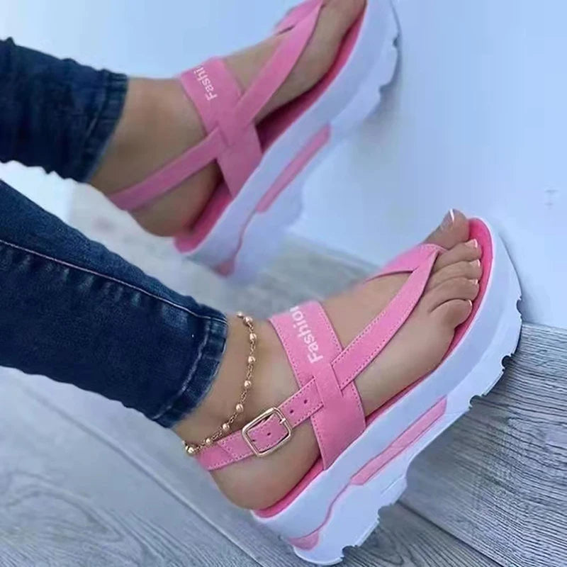 Women Summer Wedge Heel Thong Strap Sandals New 2025 Outerwear