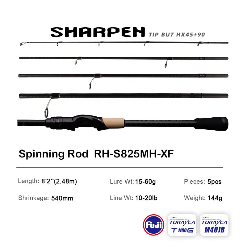 Spinning/Conventional Travel Rods, Long XF/MF Action Rods FUJI Components Fishing Poles for any destination.