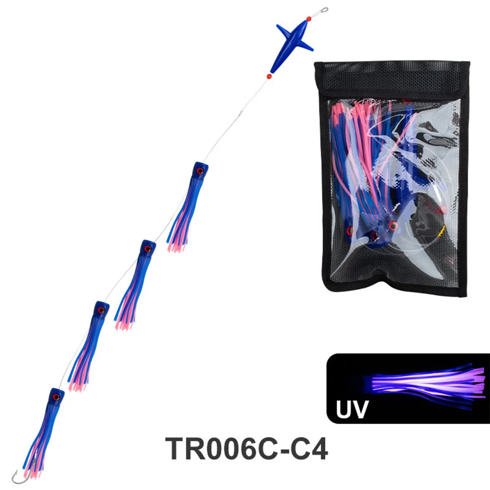 9"Rig Bird Trolling Lures Fishing Rigged Lure Squid Tuna Daisy Chain Artificial Bait Saltwater Big Game Fishing Mahi Marlin